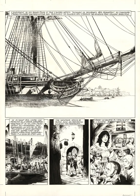 Black and white original page, USS Constitution, Livre III - À terre comme en mer, justice sera faite (T.3), Franck Bonnet