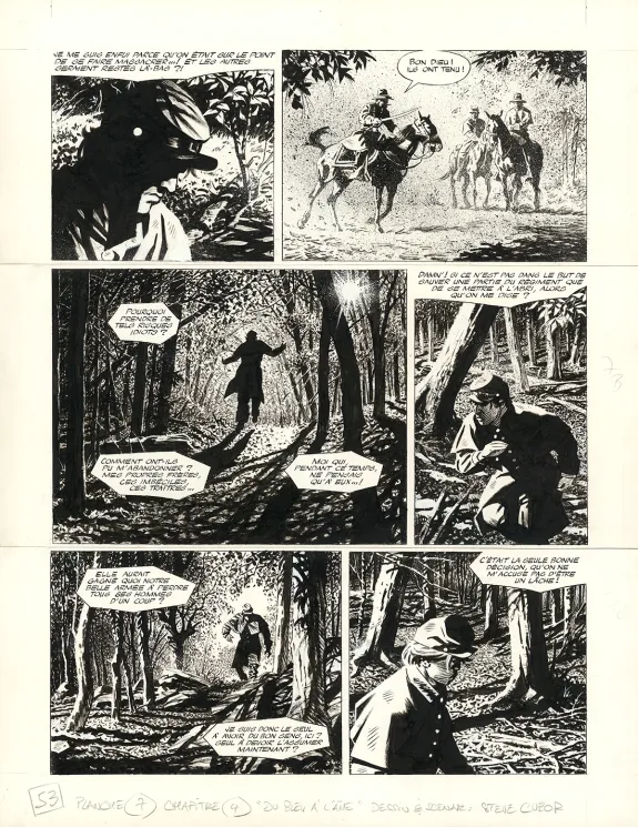 Planche noir et blanc, Le Combat d'Henry Fleming, Steve Cuzor