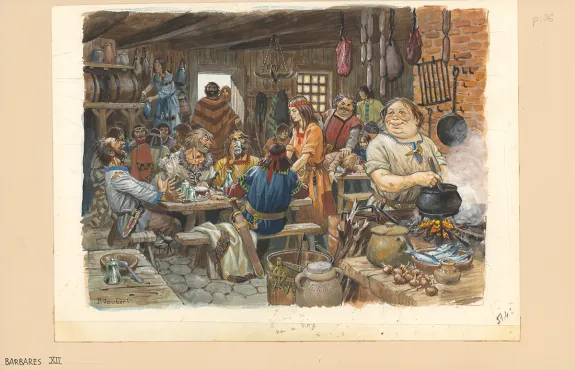 Colored illustration, La Vie privée des Hommes, Au Temps des Royaumes barbares (T.14), Pierre Joubert