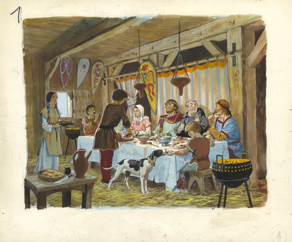 Colored illustration, La France des Châteaux forts, Pierre Joubert