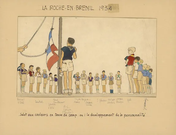Colored illustration, Du temps que j'étais "Boiscout", Pierre Joubert