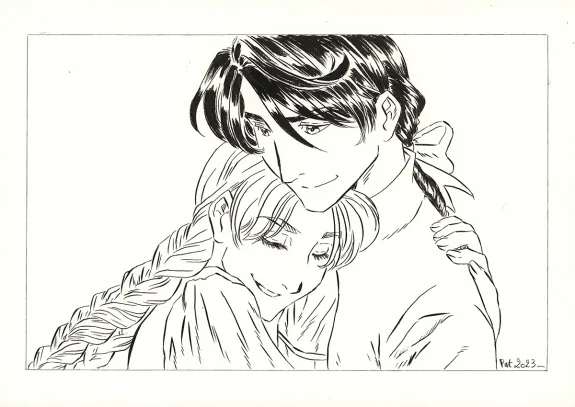 Illustration noir et blanc, La Rose écarlate , Patricia  Lyfoung 