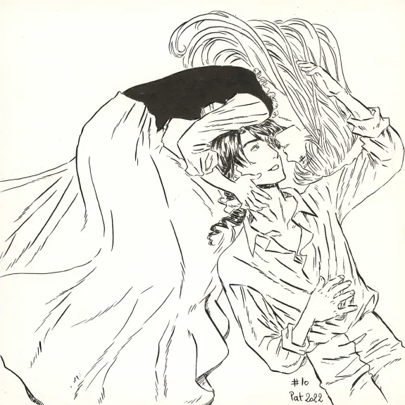 Illustration noir et blanc, La Rose écarlate , Patricia  Lyfoung 