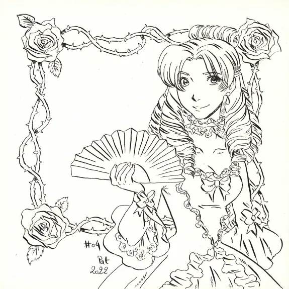 Illustration noir et blanc, La Rose écarlate , Patricia  Lyfoung 
