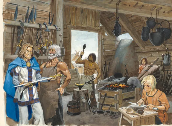 Colored illustration, La Vie privée des Hommes, Au Temps des Vikings (T.15), Pierre Joubert