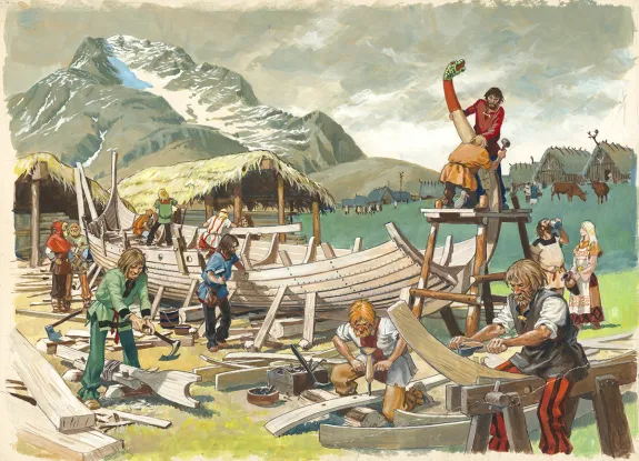 Colored illustration, La Vie privée des Hommes, Au Temps des Vikings (T.15), Pierre Joubert