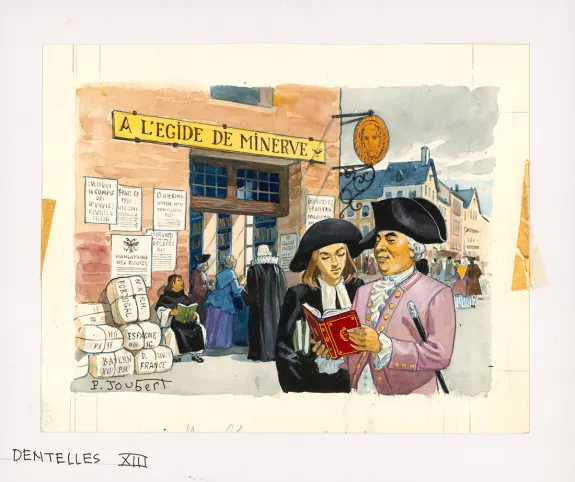 Illustration couleur, La Vie privée des Hommes, Au temps de Louis XV et des guerres en dentelle... (T.24), Pierre Joubert
