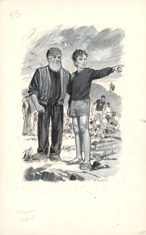 Illustration couleur, Les Aventures du Chat-Tigre, Mik et la Pierre du Soleil (T.12), Pierre Joubert