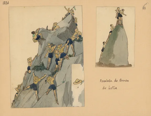 Colored illustration, Du temps que j'étais "Boiscout", Pierre Joubert