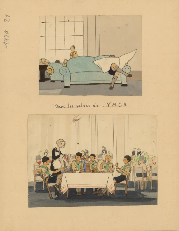 Colored illustration, Du temps que j'étais "Boiscout", Pierre Joubert