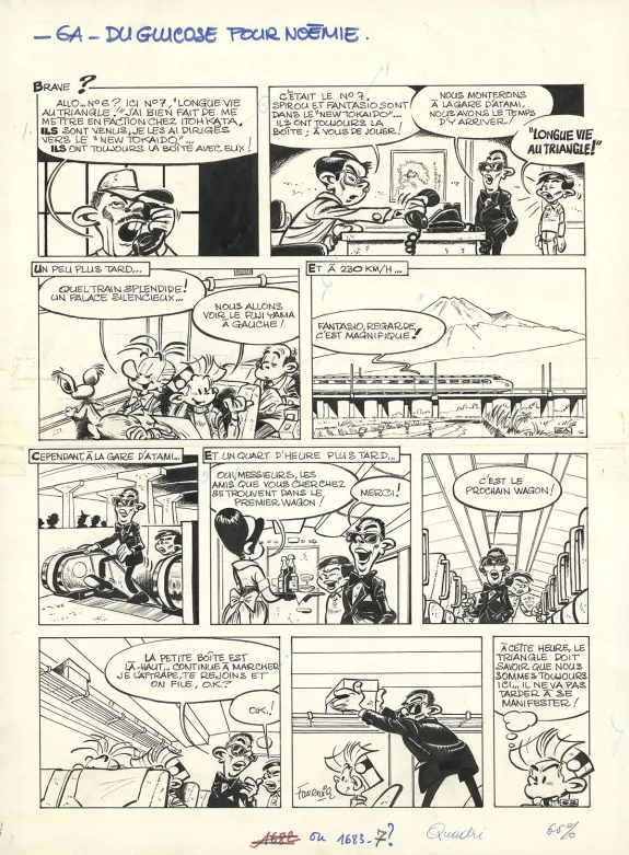 Black and white original page, Spirou et Fantasio, Du Glucose pour Noémie (T.21), Jean-Claude Fournier