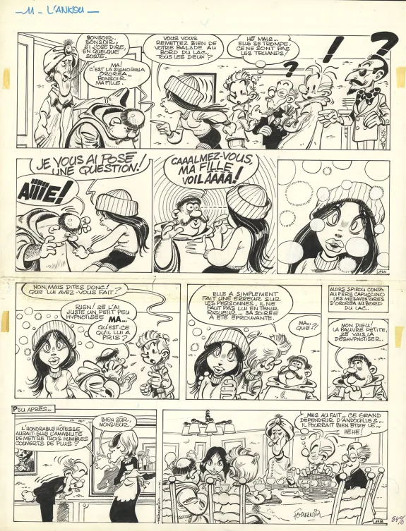 Black and white original page, Spirou et Fantasio, L'Ankou (T.27), Jean-Claude Fournier