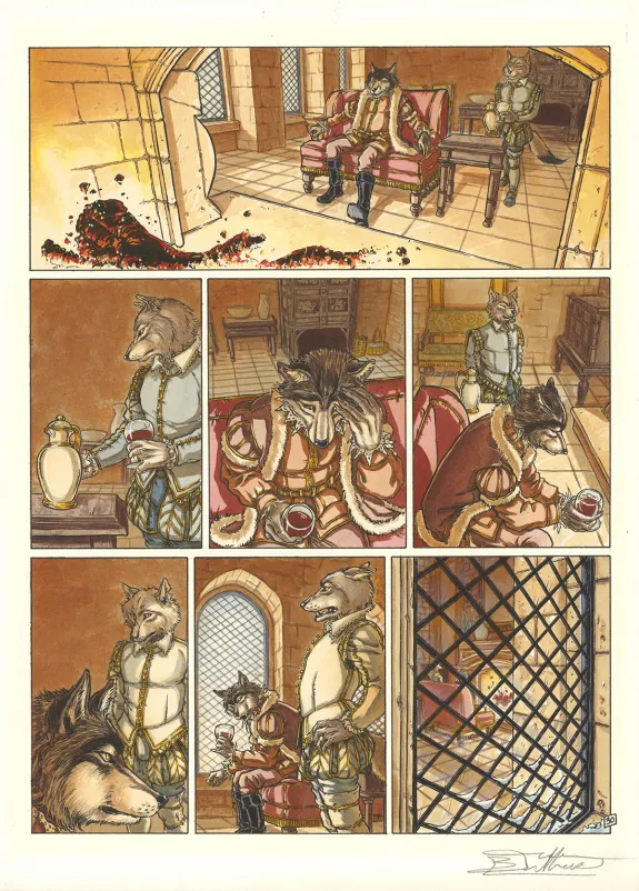 Colored original page, Le Bois des Vierges, Béatrice Tillier