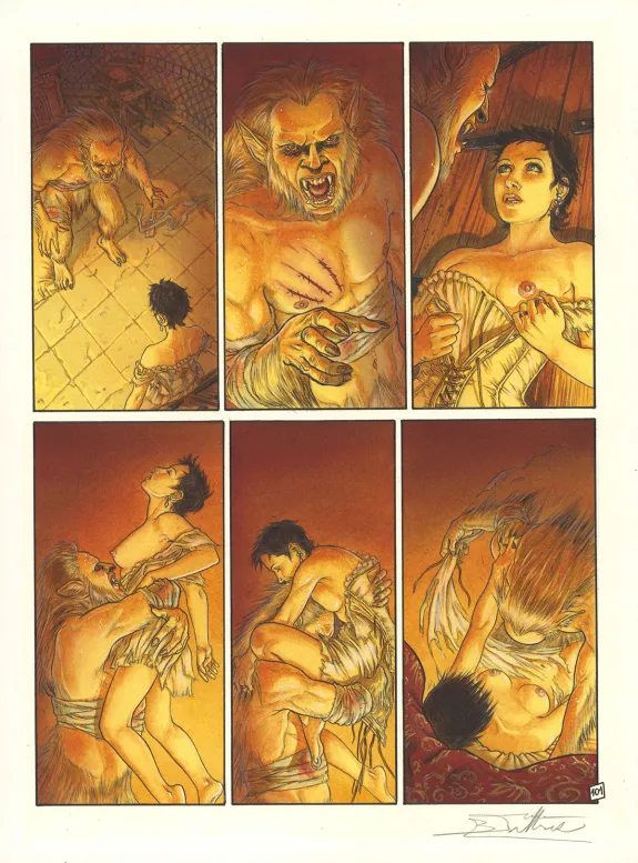 Colored original page, Le Bois des Vierges, Béatrice Tillier