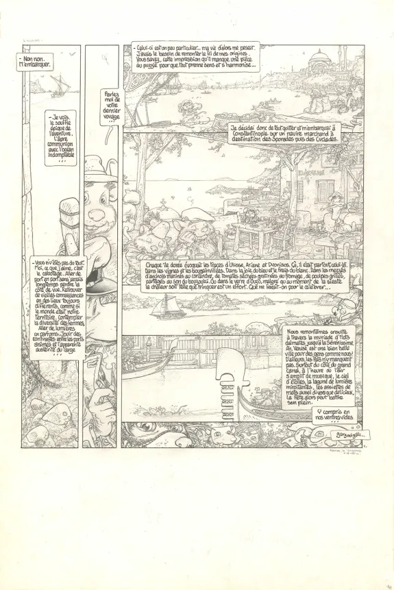 Black and white original page, Le Vent dans les Sables , L'Invitation au voyage (T.1), Michel Plessix