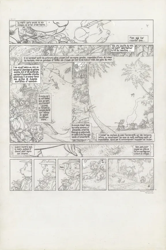Black and white original page, Le Vent dans les Sables , L'Invitation au voyage (T.1), Michel Plessix