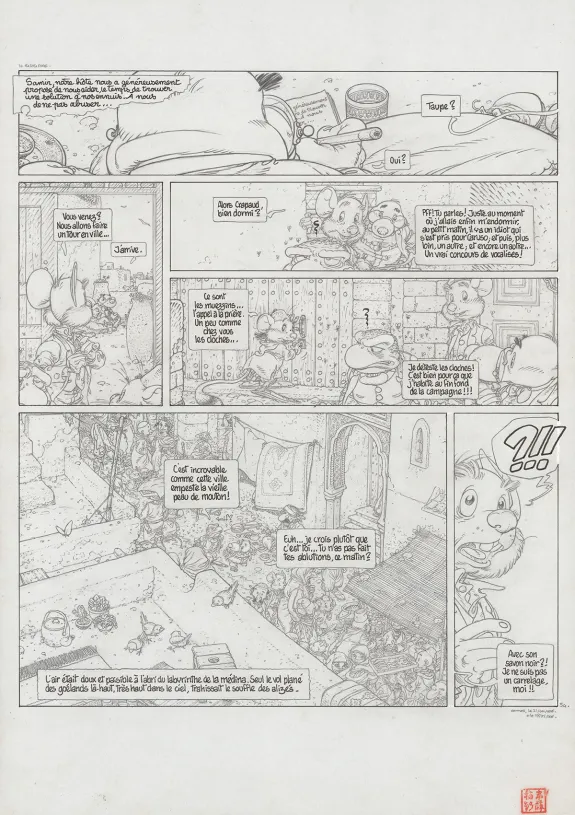 Black and white original page, Le Vent dans les Sables , L'Invitation au voyage (T.1), Michel Plessix