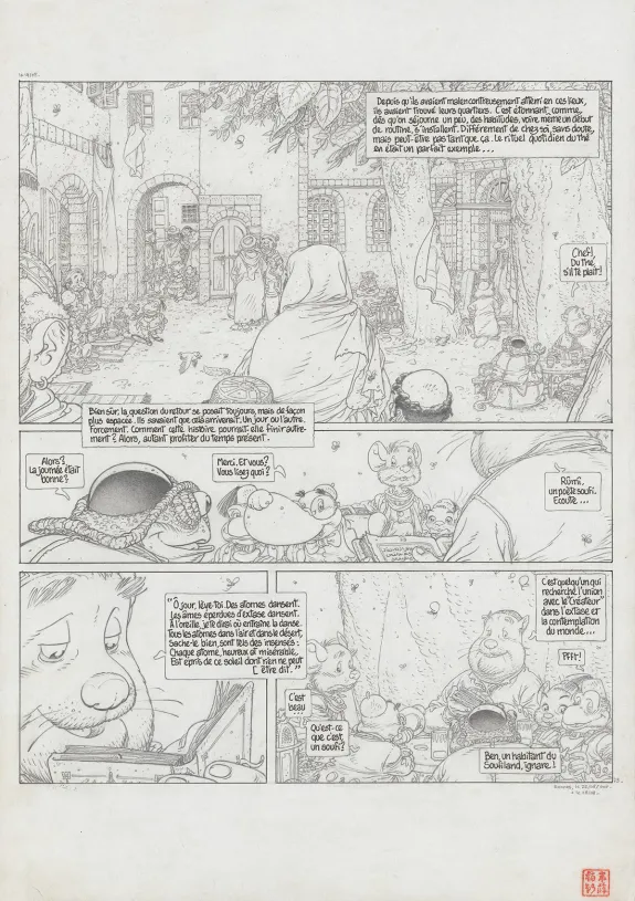 Black and white original page, Le Vent dans les Sables , La Tentation du Désert (T.3), Michel Plessix