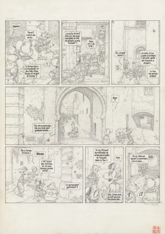 Black and white original page, Le Vent dans les Sables , La Tentation du Désert (T.3), Michel Plessix