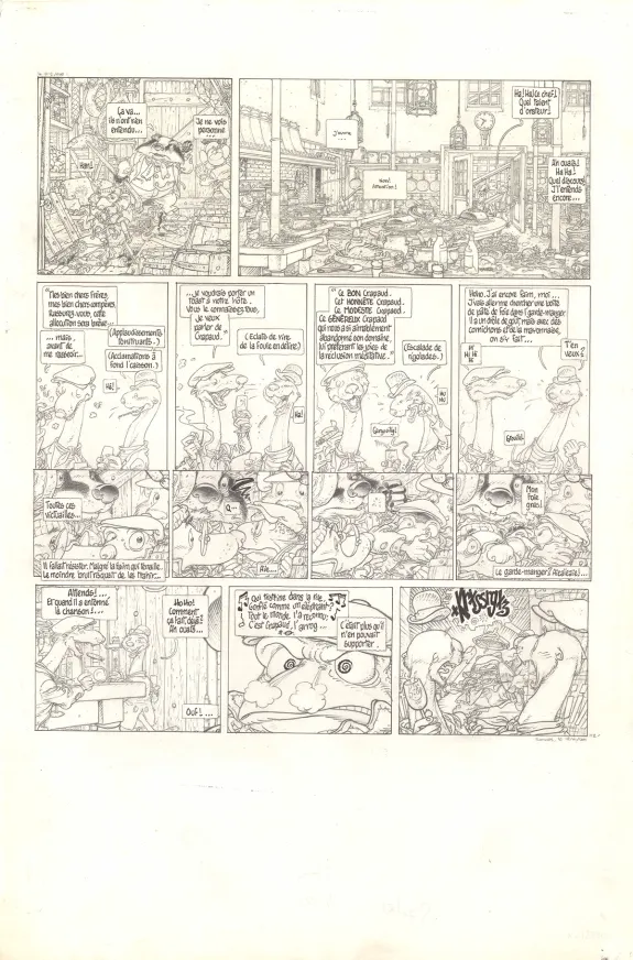 Black and white original page, Le Vent dans les Saules , Foutoir au manoir (T.4), Michel Plessix