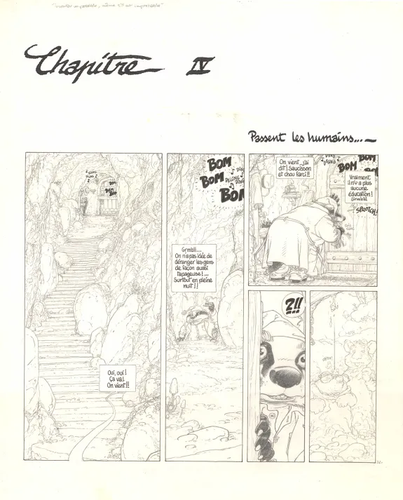 Black and white original page, Le Vent dans les Saules , Michel Plessix