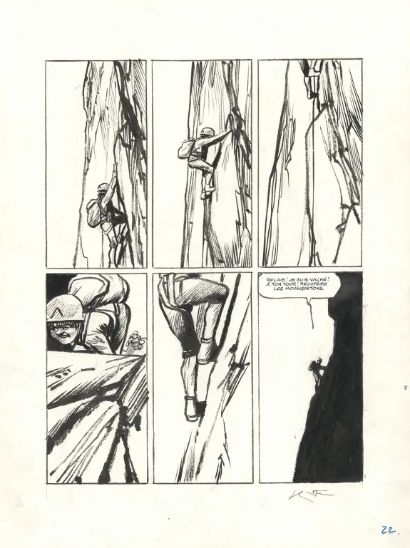 Black and white original page, Ailefroide, altitude 3954, Jean-Marc Rochette