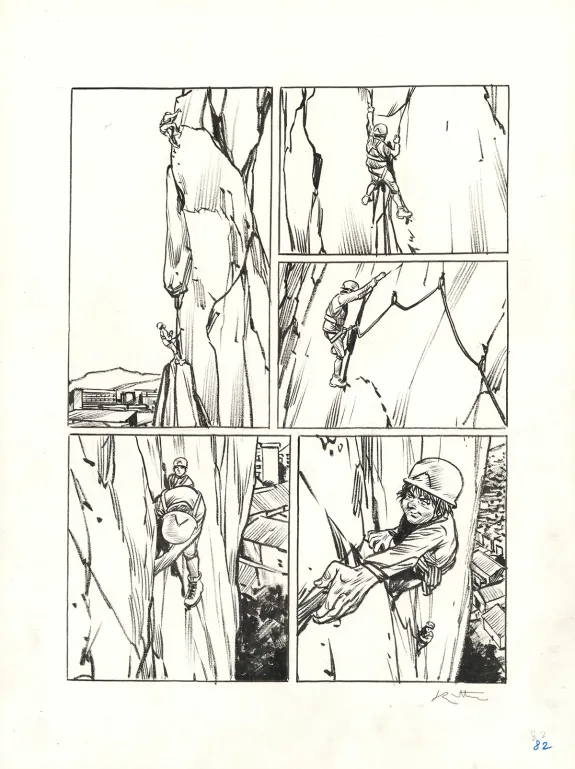 Black and white original page, Ailefroide, altitude 3954, Jean-Marc Rochette