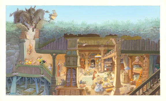 Illustration couleur, La Famille Passiflore , L'Omelette géante , Loïc Jouannigot