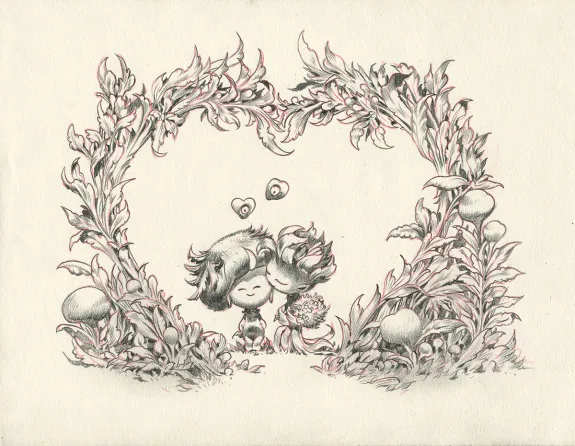 Illustration noir et blanc, Monstre , Monstre est amoureux , Stan Manoukian