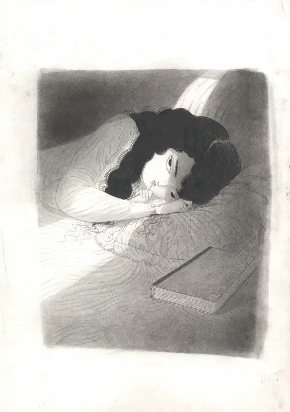 Black and white illustration, Carmilla, Isabella Mazzanti