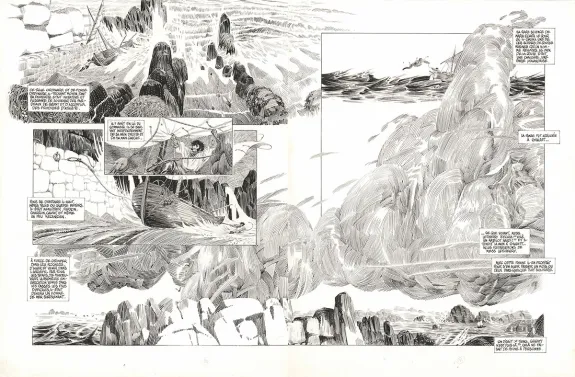Planche noir et blanc, Les Travailleurs de la mer, Michel Durand