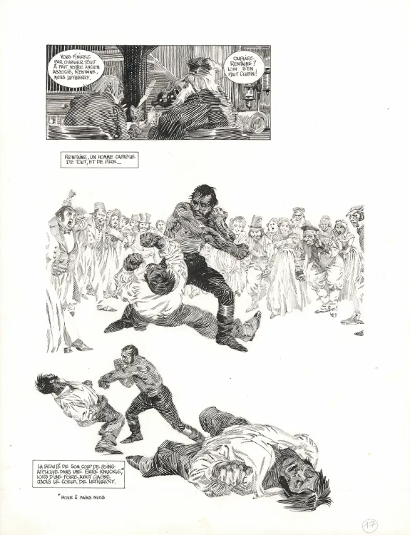Black and white original page, Les Travailleurs de la mer, Michel Durand