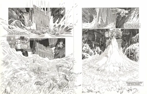 Planche noir et blanc, Les Travailleurs de la mer, Michel Durand