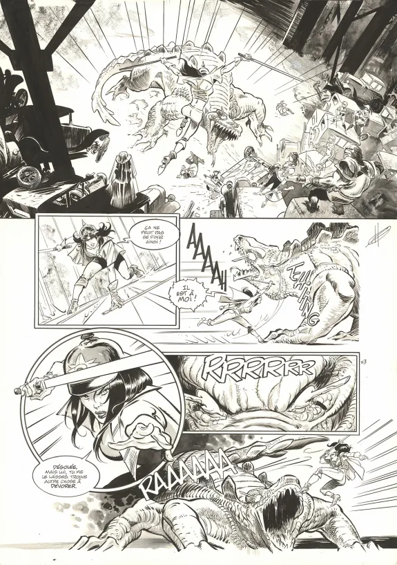 Black and white original page, The Kong Crew, Hudson Megalodon (T.2), Eric Herenguel
