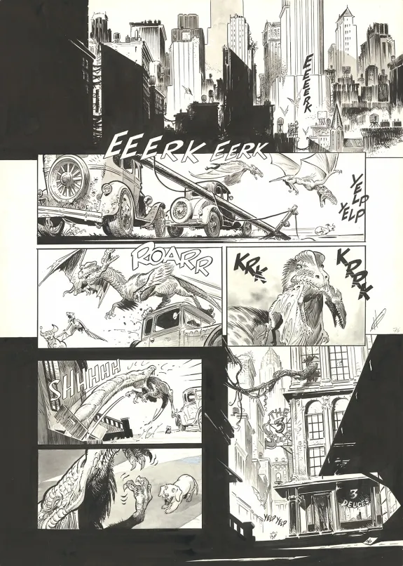 Planche noir et blanc, The Kong Crew, Hudson Megalodon (T.2), Eric Herenguel