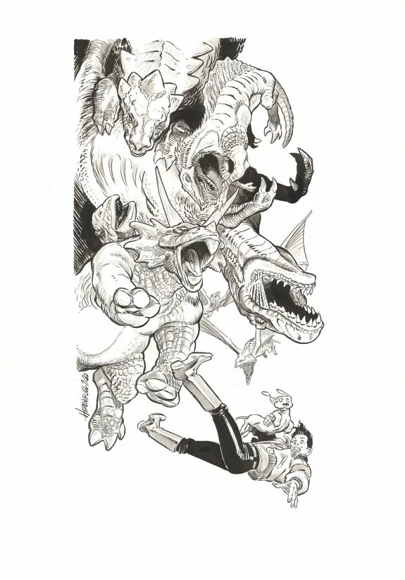 Illustration noir et blanc, The Kong Crew, Eric Herenguel