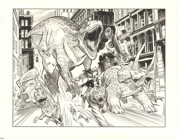 Illustration noir et blanc, The Kong Crew, Eric Herenguel