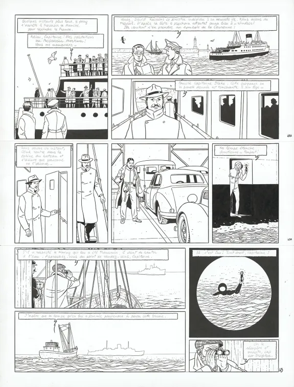 Black and white original page, Blake et Mortimer, Signé Olrik (T.30), André Juillard