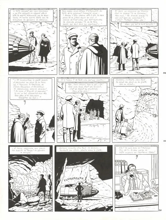 Black and white original page, Blake et Mortimer, Signé Olrik (T.30), André Juillard
