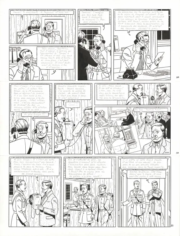 Planche noir et blanc, Blake et Mortimer, Signé Olrik (T.30), André Juillard