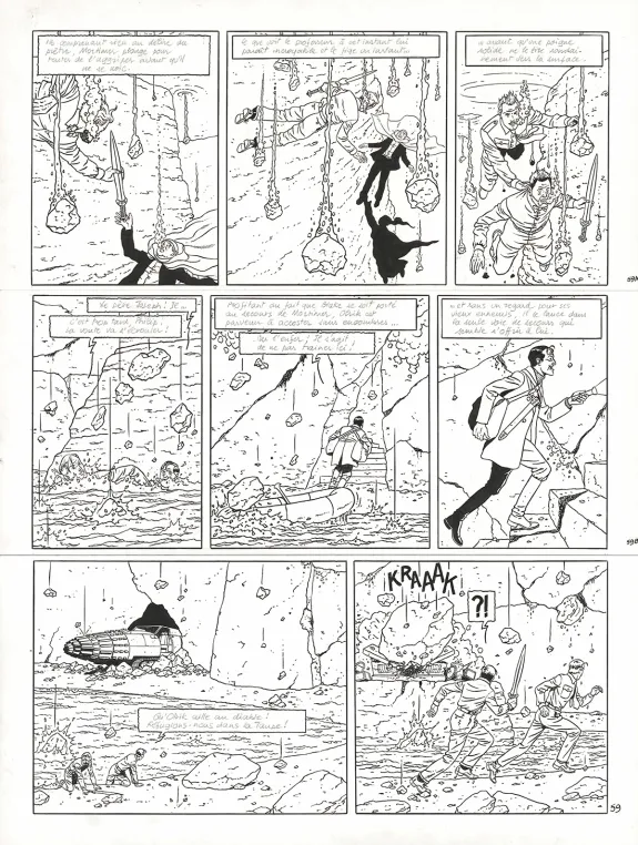 Planche noir et blanc, Blake et Mortimer, Signé Olrik (T.30), André Juillard