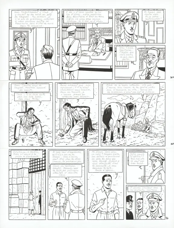 Black and white original page, Blake et Mortimer, Signé Olrik (T.30), André Juillard