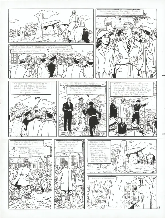 Planche noir et blanc, Blake et Mortimer, Signé Olrik (T.30), André Juillard
