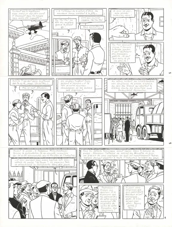 Planche noir et blanc, Blake et Mortimer, Signé Olrik (T.30), André Juillard