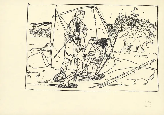 Illustration noir et blanc, Plume aux Vents, L'Oiseau-Tonnerre (T.2), André Juillard