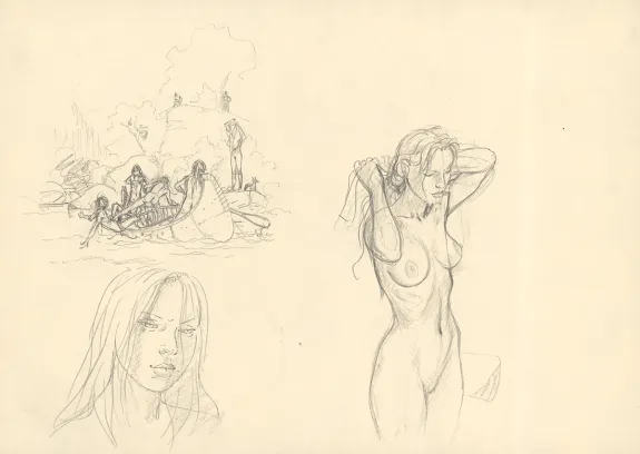 Sketch, Plume aux Vents, L'Oiseau-Tonnerre (T.2), André Juillard