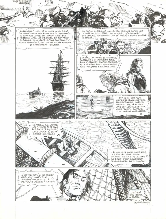 Black and white original page, 1629... ou l'Effrayante Histoire des naufragés du Jakarta, L'Apothicaire du diable (T.1), Thimothée Montaigne