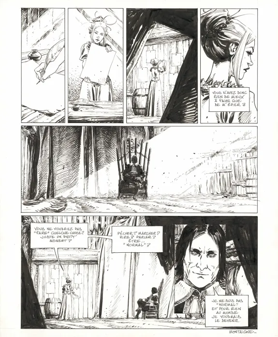 Black and white original page, 1629... ou l'Effrayante Histoire des naufragés du Jakarta, L'île rouge (T.2), Thimothée Montaigne