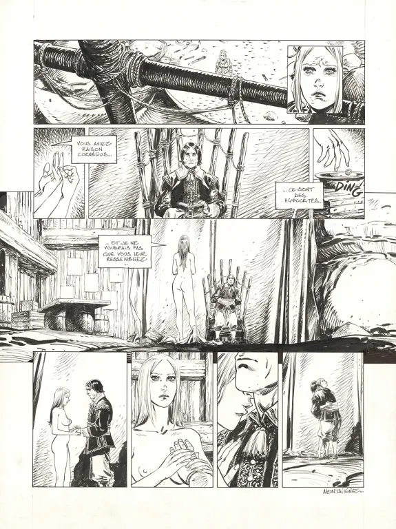 Black and white original page, 1629... ou l'Effrayante Histoire des naufragés du Jakarta, L'île rouge (T.2), Thimothée Montaigne