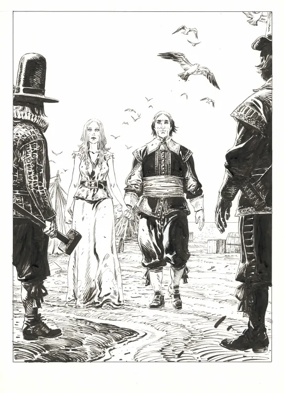 Planche noir et blanc, 1629... ou l'Effrayante Histoire des naufragés du Jakarta, L'île rouge (T.2), Thimothée Montaigne
